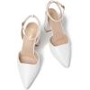 imageRIBONGZ Block Heels for Women Closed Pointed Toe Heeled Slingback Chunky High Heel Ankle Strap Pumps Patent Leather Comfort Dressy Shoes for Work Party Prom Wedding Bridal DressWhite Leather