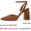 imageRIBONGZ Block Heels for Women Closed Pointed Toe Heeled Slingback Chunky High Heel Ankle Strap Pumps Patent Leather Comfort Dressy Shoes for Work Party Prom Wedding Bridal DressCamel Suede