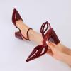 imageRIBONGZ Block Heels for Women Closed Pointed Toe Heeled Slingback Chunky High Heel Ankle Strap Pumps Patent Leather Comfort Dressy Shoes for Work Party Prom Wedding Bridal DressBurgundy