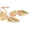 imageRIBONGZ Block Heels for Women Closed Pointed Toe Heeled Slingback Chunky High Heel Ankle Strap Pumps Patent Leather Comfort Dressy Shoes for Work Party Prom Wedding Bridal DressGold