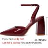 imageRIBONGZ Block Heels for Women Closed Pointed Toe Heeled Slingback Chunky High Heel Ankle Strap Pumps Patent Leather Comfort Dressy Shoes for Work Party Prom Wedding Bridal DressBurgundy