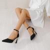 imageRIBONGZ Womens Closed Pointed Toe Heels Ankle Strap High Pumps Elegant Strappy Stiletto Dress Shoes for Work Party Evening Casual OfficeBlack Suede