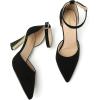 imageRIBONGZ Womens Closed Pointed Toe Heels Ankle Strap High Pumps Elegant Strappy Stiletto Dress Shoes for Work Party Evening Casual OfficeBlack Suede