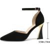 imageRIBONGZ Womens Closed Pointed Toe Heels Ankle Strap High Pumps Elegant Strappy Stiletto Dress Shoes for Work Party Evening Casual OfficeBlack Suede