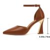 imageRIBONGZ Womens Closed Pointed Toe Heels Ankle Strap High Pumps Elegant Strappy Stiletto Dress Shoes for Work Party Evening Casual OfficeBrown