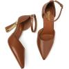 imageRIBONGZ Womens Closed Pointed Toe Heels Ankle Strap High Pumps Elegant Strappy Stiletto Dress Shoes for Work Party Evening Casual OfficeBrown