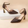 imageRIBONGZ Womens Closed Pointed Toe Heels Ankle Strap High Pumps Elegant Strappy Stiletto Dress Shoes for Work Party Evening Casual OfficeBrown Pu
