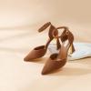 imageRIBONGZ Womens Closed Pointed Toe Heels Ankle Strap High Pumps Elegant Strappy Stiletto Dress Shoes for Work Party Evening Casual OfficeCaramel Brown