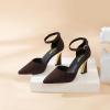 imageRIBONGZ Womens Closed Pointed Toe Heels Ankle Strap High Pumps Elegant Strappy Stiletto Dress Shoes for Work Party Evening Casual OfficeChocolate Brown