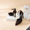 imageRIBONGZ Womens Closed Pointed Toe Heels Ankle Strap High Pumps Elegant Strappy Stiletto Dress Shoes for Work Party Evening Casual OfficeChocolate Brown