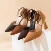 imageRIBONGZ Womens Closed Pointed Toe Heels Ankle Strap High Pumps Elegant Strappy Stiletto Dress Shoes for Work Party Evening Casual OfficeLight Brown