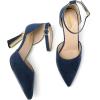 imageRIBONGZ Womens Closed Pointed Toe Heels Ankle Strap High Pumps Elegant Strappy Stiletto Dress Shoes for Work Party Evening Casual OfficeNavy Blue