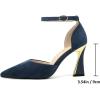 imageRIBONGZ Womens Closed Pointed Toe Heels Ankle Strap High Pumps Elegant Strappy Stiletto Dress Shoes for Work Party Evening Casual OfficeNavy Blue