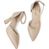 imageRIBONGZ Womens Closed Pointed Toe Heels Ankle Strap High Pumps Elegant Strappy Stiletto Dress Shoes for Work Party Evening Casual OfficeNude