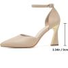 imageRIBONGZ Womens Closed Pointed Toe Heels Ankle Strap High Pumps Elegant Strappy Stiletto Dress Shoes for Work Party Evening Casual OfficeNude