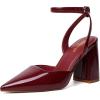 imageRIBONGZ Block Heels for Women Closed Pointed Toe Heeled Slingback Chunky High Heel Ankle Strap Pumps Patent Leather Comfort Dressy Shoes for Work Party Prom Wedding Bridal DressBurgundy