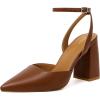 imageRIBONGZ Block Heels for Women Closed Pointed Toe Heeled Slingback Chunky High Heel Ankle Strap Pumps Patent Leather Comfort Dressy Shoes for Work Party Prom Wedding Bridal DressBrown