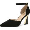 imageRIBONGZ Womens Closed Pointed Toe Heels Ankle Strap High Pumps Elegant Strappy Stiletto Dress Shoes for Work Party Evening Casual OfficeBlack Suede