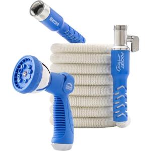 imagePocket Hose Marine Expandable Water Hose White Scuff Free 50ft Hose 34 Inch OnOff Valve BONUS 10 Pattern Sprayer ASSEENONTV Solid Aluminum ampamp LeadFree Stores Easy Lightweight NoKink