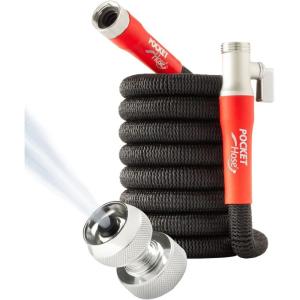 imagePocket Hose Silver Bullet 20 Expandable Garden Hose 25FT with Turbo Shot Nozzle ASSEENONTV LeadFree Solid Aluminum Connectors Easy OnOff Valve KinkFree LeakProof