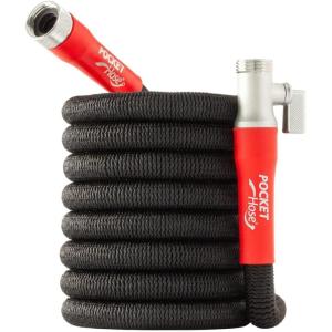 imagePocket Hose Silver Bullet 20 Expandable Garden Hose 50FT with Turbo Shot Nozzle ASSEENONTV LeadFree Solid Aluminum Connectors Easy OnOff Valve KinkFree LeakProofGarden Hose