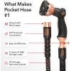 imagePocket Hose Copper Bullet Expandable Garden Hose 25 FT w10 Pattern Thumb Spray Nozzle ASSEENONTV 650psi 34 in Patented LeadFree UltraLightweight Solid Copper Anodized Aluminum Fittings NoKink