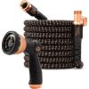imagePocket Hose Copper Bullet Expandable Garden Hose 75 FT w10 Pattern Thumb Spray Nozzle ASSEENONTV 650psi 34 in Patented LeadFree UltraLightweight Solid Copper Anodized Aluminum Fittings NoKink