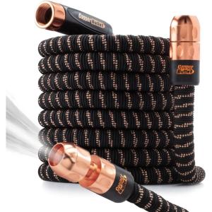 image2024 Pocket Hose Copper Bullet ASSEENONTV Expands to 75 ft REMOVABLE Turbo Shot MultiPattern Nozzle 650psi 34 in Solid Copper Anodized Aluminum Fittings LeadFree Lightweight NoKink Garden Hose