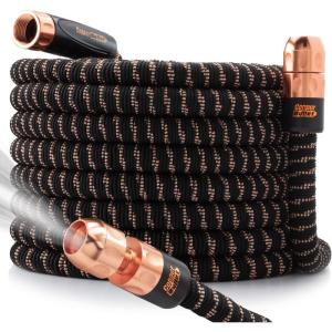 imagePocket Hose Copper Bullet ASSEENONTV Expands to 100 ft REMOVABLE Turbo Shot MultiPattern Nozzle 650psi 34 in Solid Copper Anodized Aluminum Fittings LeadFree Lightweight NoKink Garden Hose