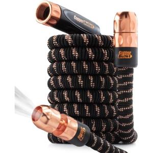 imagePocket Hose Copper Bullet ASSEENONTV Expands to 25 ft REMOVABLE Turbo Shot MultiPattern Nozzle 650psi 34 in Solid Copper Anodized Aluminum Fittings LeadFree Lightweight NoKink Garden Hose