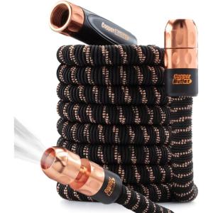 imagePocket Hose Copper Bullet ASSEENONTV Expands to 50 ft REMOVABLE Turbo Shot Nozzle Multiple Spray Patterns 34 inch Solid Copper Anodized Aluminum Fittings LeadFree Lightweight NoKink Garden Hose