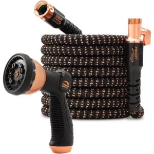 imagePocket Hose Copper Bullet Expandable Garden Hose 75 FT w10 Pattern Thumb Spray Nozzle ASSEENONTV 650psi 34 in Patented LeadFree UltraLightweight Solid Copper Anodized Aluminum Fittings NoKink