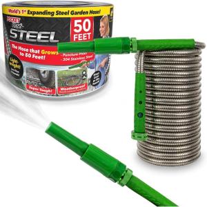 image:imagePocket Hose Amazing EXPANDABLE Steel 50 Ft Garden Hose AS SEEN ON TV KinkFree amp PunctureProof Lightweight CorrosionResistant 304 Stainless Steel SuperTough Weatherproof SuperFlexible