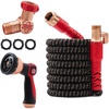 image:imagePocket Hose 50 FT Copper Head wPocket Pivot Expandable Garden Hose w10 Pattern Thumb Sprayer AS SEEN ON TV 650psi 34in UltraLight Solid Copper Anodized Aluminum Fittings NoKink NoLead
