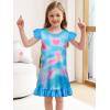 imageWonderBabe 2Pcs Girls Nightgowns Unicorn Pajamas Toddler Nightgown Sleepwear Flutter Short Sleeves Night Gowns for KidsAtiedye