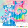 imageWonderBabe 2Pcs Girls Nightgowns Unicorn Pajamas Toddler Nightgown Sleepwear Flutter Short Sleeves Night Gowns for KidsAtiedye