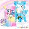 imageWonderBabe 2Pcs Girls Nightgowns Unicorn Pajamas Toddler Nightgown Sleepwear Flutter Short Sleeves Night Gowns for KidsAunicorn