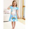imageWonderBabe 2Pcs Girls Nightgowns Unicorn Pajamas Toddler Nightgown Sleepwear Flutter Short Sleeves Night Gowns for KidsAunicorn