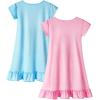 imageWonderBabe 2Pcs Girls Nightgowns Unicorn Pajamas Toddler Nightgown Sleepwear Flutter Short Sleeves Night Gowns for KidsBcat
