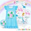 imageWonderBabe 2Pcs Girls Nightgowns Unicorn Pajamas Toddler Nightgown Sleepwear Flutter Short Sleeves Night Gowns for KidsBdinosaurs