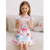 imageWonderBabe 2Pcs Girls Nightgowns Unicorn Pajamas Toddler Nightgown Sleepwear Flutter Short Sleeves Night Gowns for KidsBdinosaurs