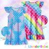imageWonderBabe 2Pcs Girls Nightgowns Unicorn Pajamas Toddler Nightgown Sleepwear Flutter Short Sleeves Night Gowns for KidsBmermaid