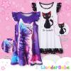 imageWonderBabe 2Pcs Girls Nightgowns Unicorn Pajamas Toddler Nightgown Sleepwear Flutter Short Sleeves Night Gowns for KidsCcat