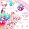 imageWonderBabe 2Pcs Girls Nightgowns Unicorn Pajamas Toddler Nightgown Sleepwear Flutter Short Sleeves Night Gowns for KidsDunicorn