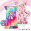 imageWonderBabe 2Pcs Girls Nightgowns Unicorn Pajamas Toddler Nightgown Sleepwear Flutter Short Sleeves Night Gowns for KidsDunicorn