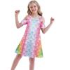 imageWonderBabe Girls Dresses Clothes Kids Short Sleeve Cold Shoulder School Twirly Skater Dress Summer Casual Mermaid SundressAmermaid
