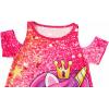 imageWonderBabe Girls Dresses Clothes Kids Short Sleeve Cold Shoulder School Twirly Skater Dress Summer Casual Mermaid SundressBunicorn