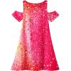 imageWonderBabe Girls Dresses Clothes Kids Short Sleeve Cold Shoulder School Twirly Skater Dress Summer Casual Mermaid SundressBunicorn