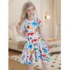 imageWonderBabe Girls Dresses Toddler Dinosaur Summer Sundress Kids Short Sleeve School Casual A Line Twirly Skater DressesAanimals