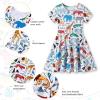 imageWonderBabe Girls Dresses Toddler Dinosaur Summer Sundress Kids Short Sleeve School Casual A Line Twirly Skater DressesAanimals